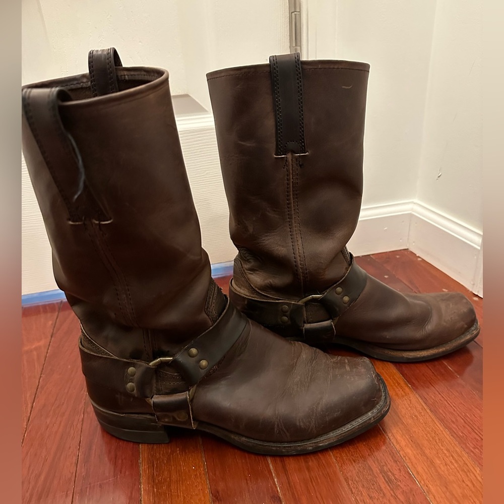 Frye Dark Brown Harness Boots size 10